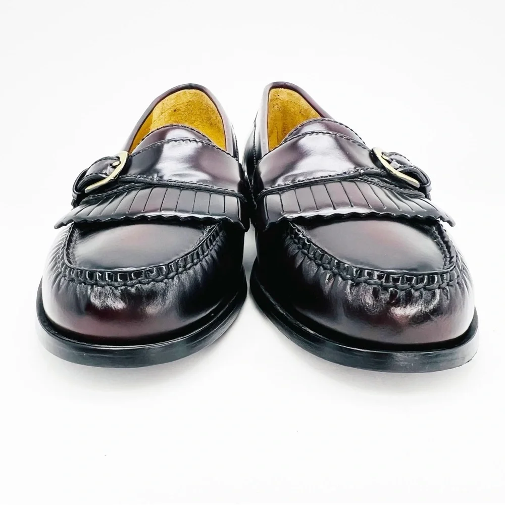 NEW Cole Haan Loafers Kiltie Buckle Burgundy Leather Mens /Boys Shoes Size 7 New
